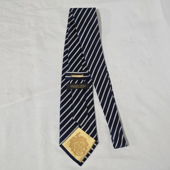 Donald J Trump Signature Silk Necktie - Blue White Striped - 3 5/8" x 62" - Picture 3 of 5
